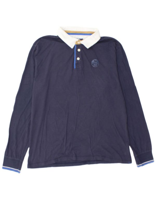 Tricou polo rugby cu mânecă lungă North Sails pentru bărbați, bumbac bleumarin 2XL