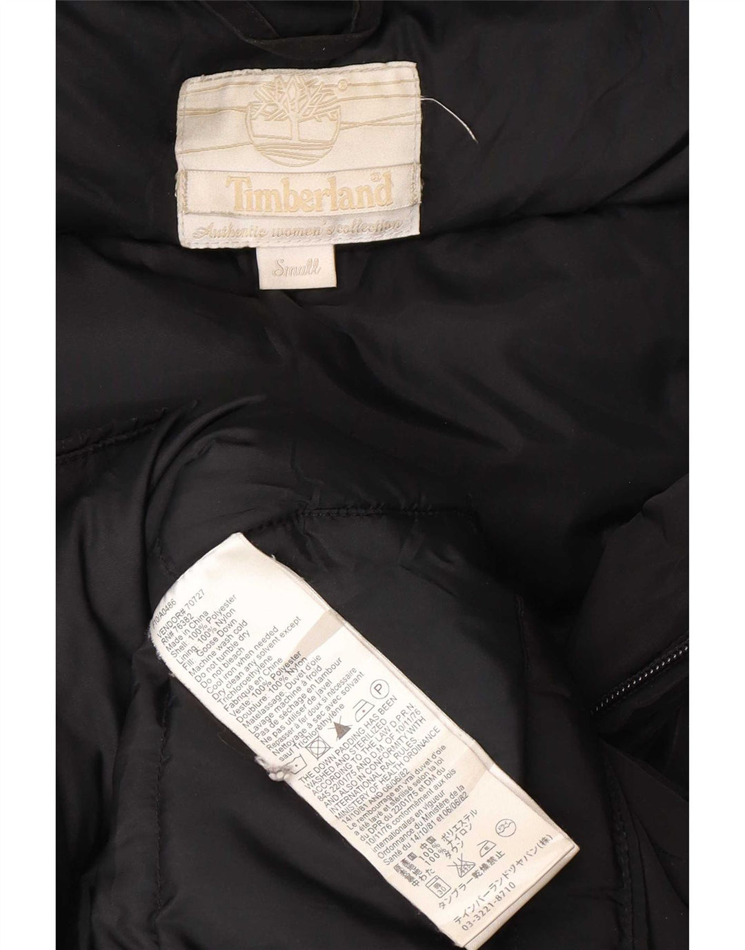 Timberland Jachetă căptușită cu glugă pentru femei UK 10 Poliester negru mic