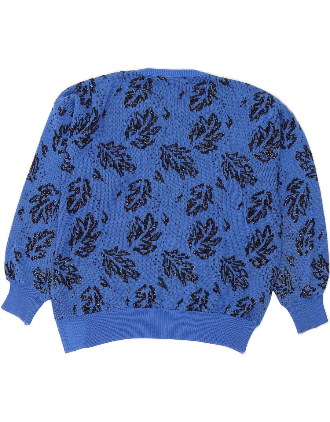 VINTAGE Womens Abstract Pattern Crew Neck Jumper Sweater UK 16 Large Blue Vintage Vintage and Second-Hand Vintage from Messina Hembry 