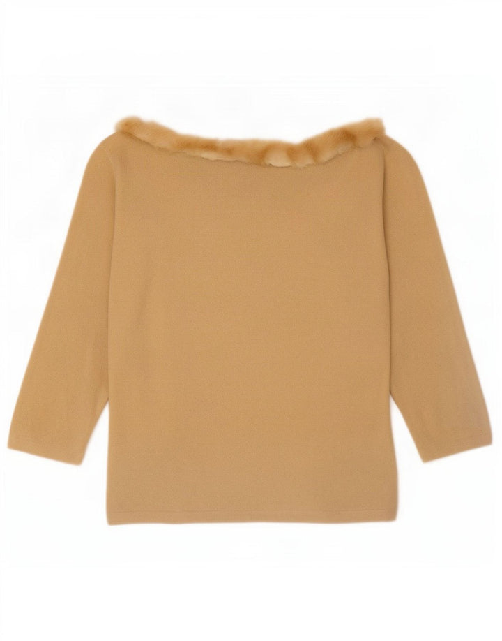 Luisa Spagnoli Top pentru femei cu mâneci 3/4 UK 12 Medium Beige Lână