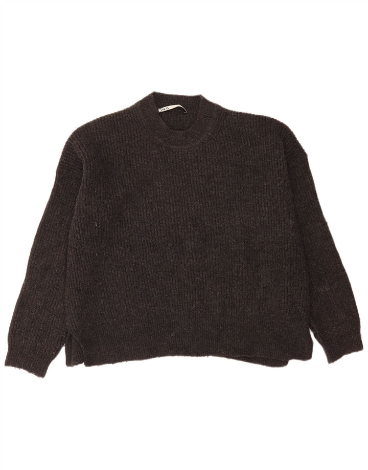 Pulover oversize cu decolteu rotund pentru femei Zara UK 10 Mic Gri