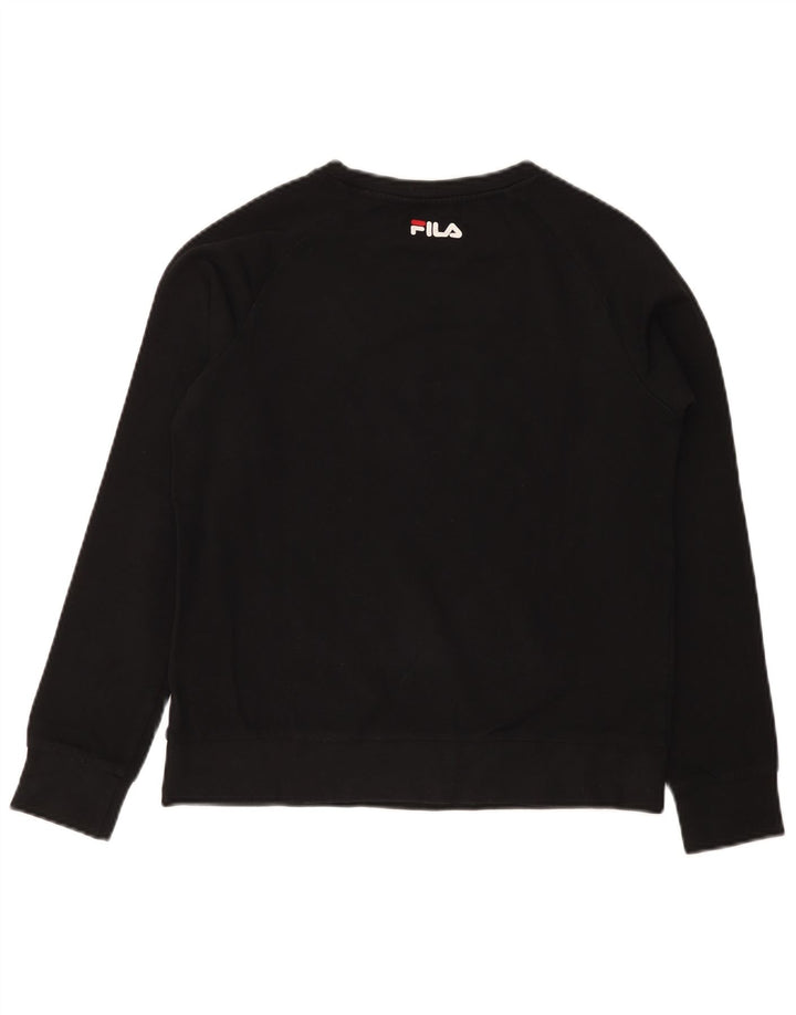 Pulover pentru damă FILA, cu grafică, din bumbac negru, UK 10