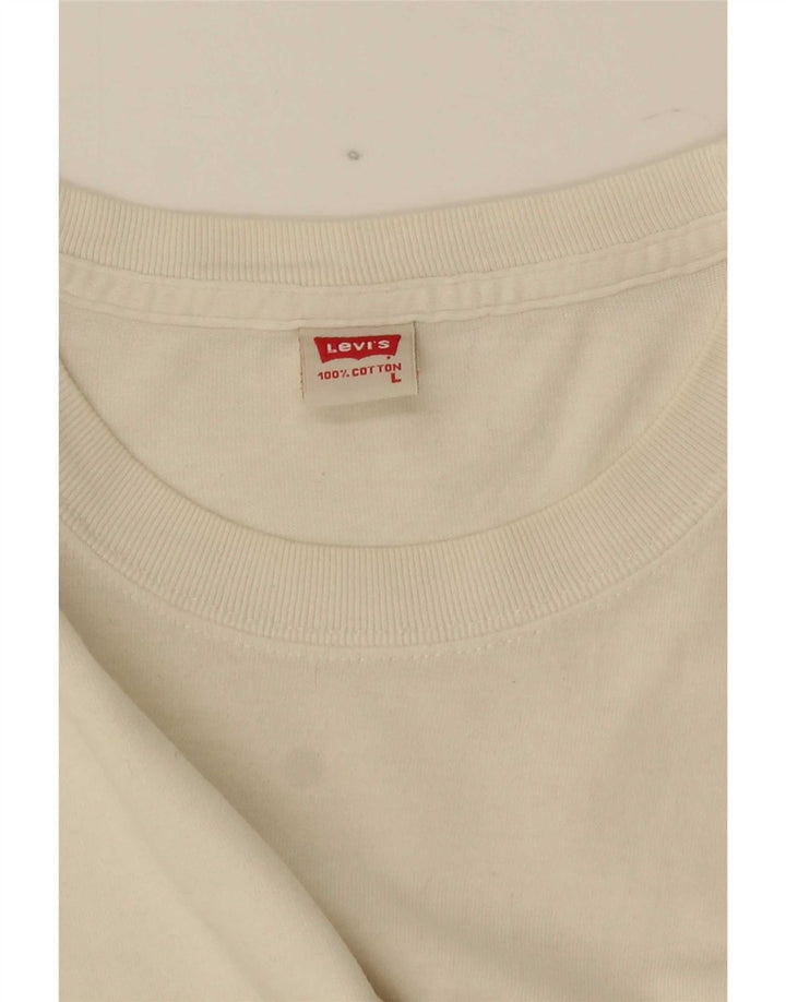 Top pentru bărbați Levi's cu mânecă lungă, mare, alb, din bumbac
