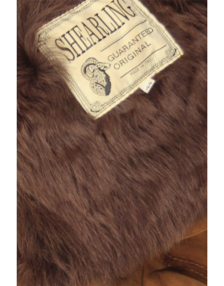 Palton supradimensionat din shearling vintage pentru femei IT 44 Bej mediu