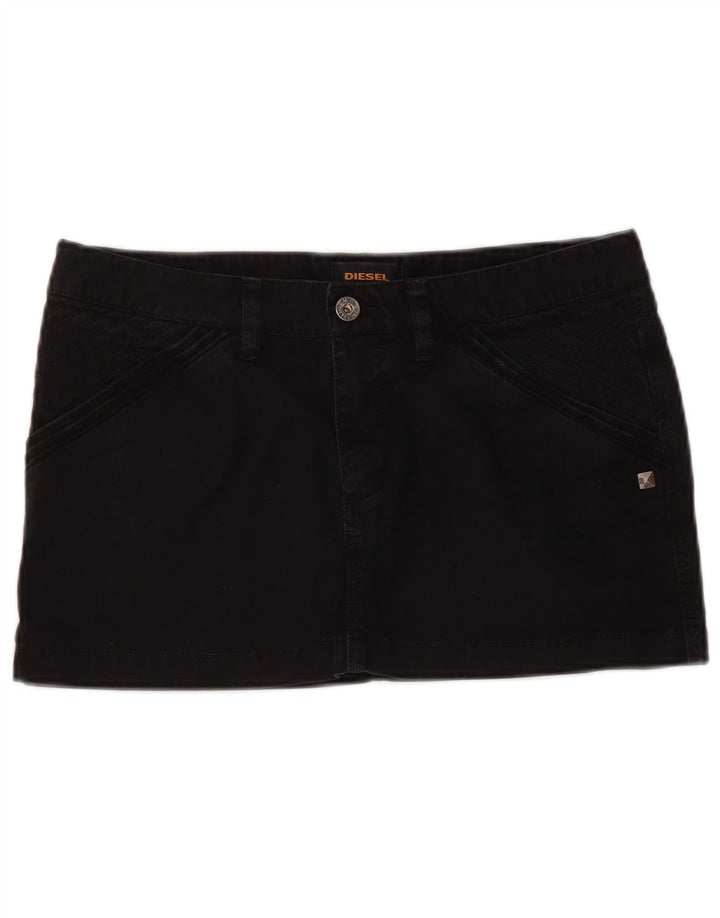 Fusta mini denim pentru femei Diesel W29 bumbac negru mediu