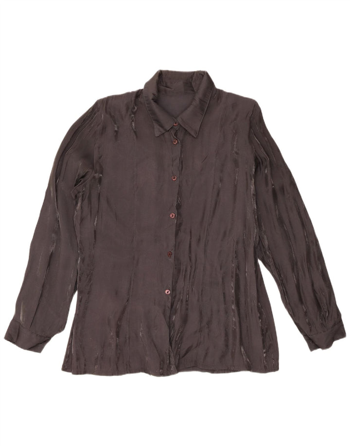 Bluză cămașă vintage pentru femei UK 18 XL Viscoză neagră