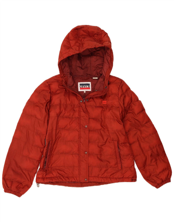 Jachetă căptușită cu glugă Levi's pentru femei UK 10 Poliester roșu mic