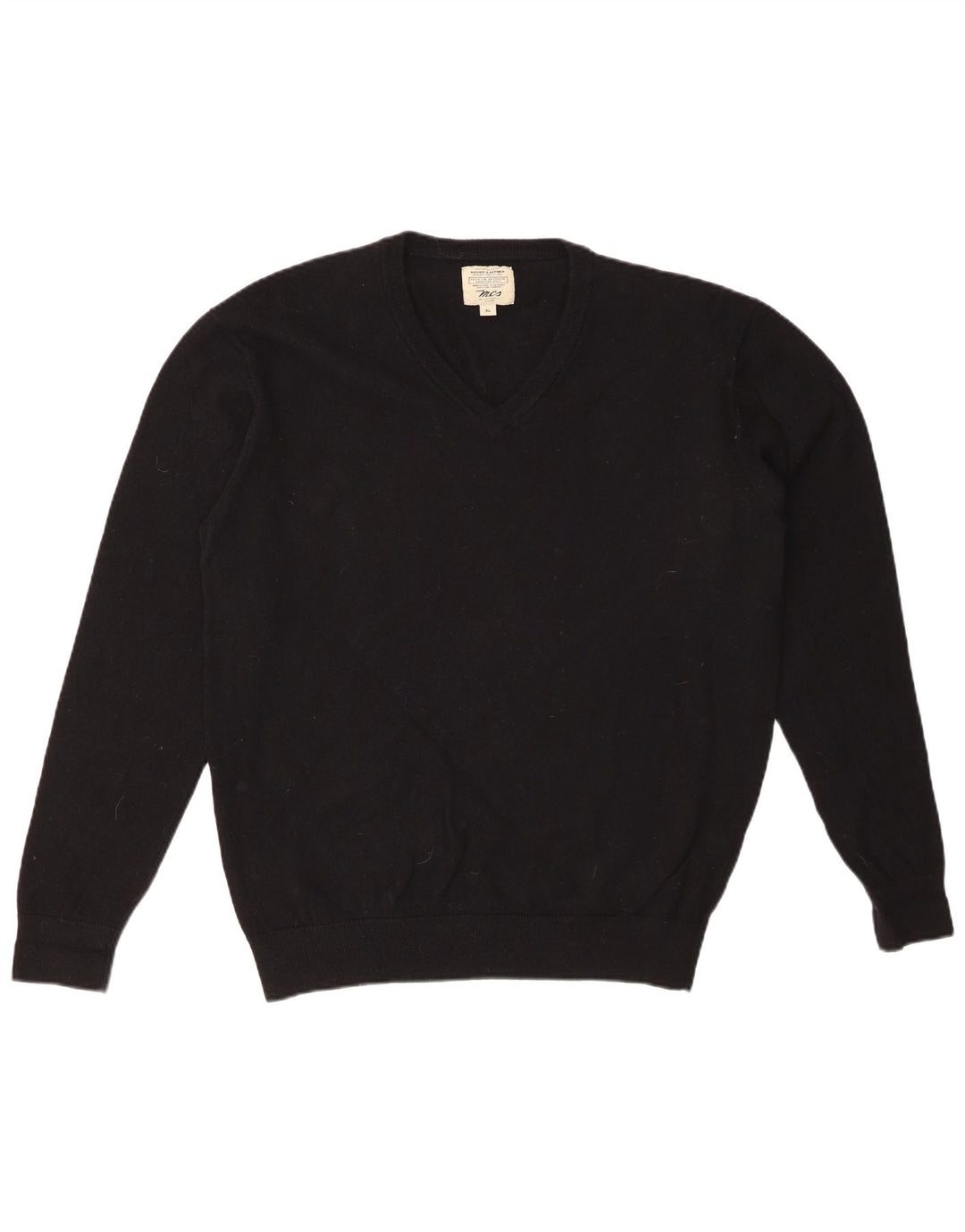 MARLBORO CLASSICS Pulover cu decolteu în V pentru bărbați XL Lână neagră