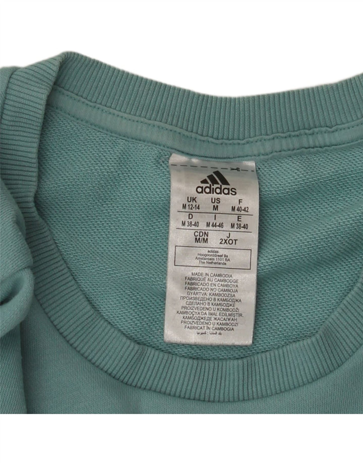 Pulover de hanorac grafic Adidas pentru femei UK 12/14 Bumbac albastru mediu