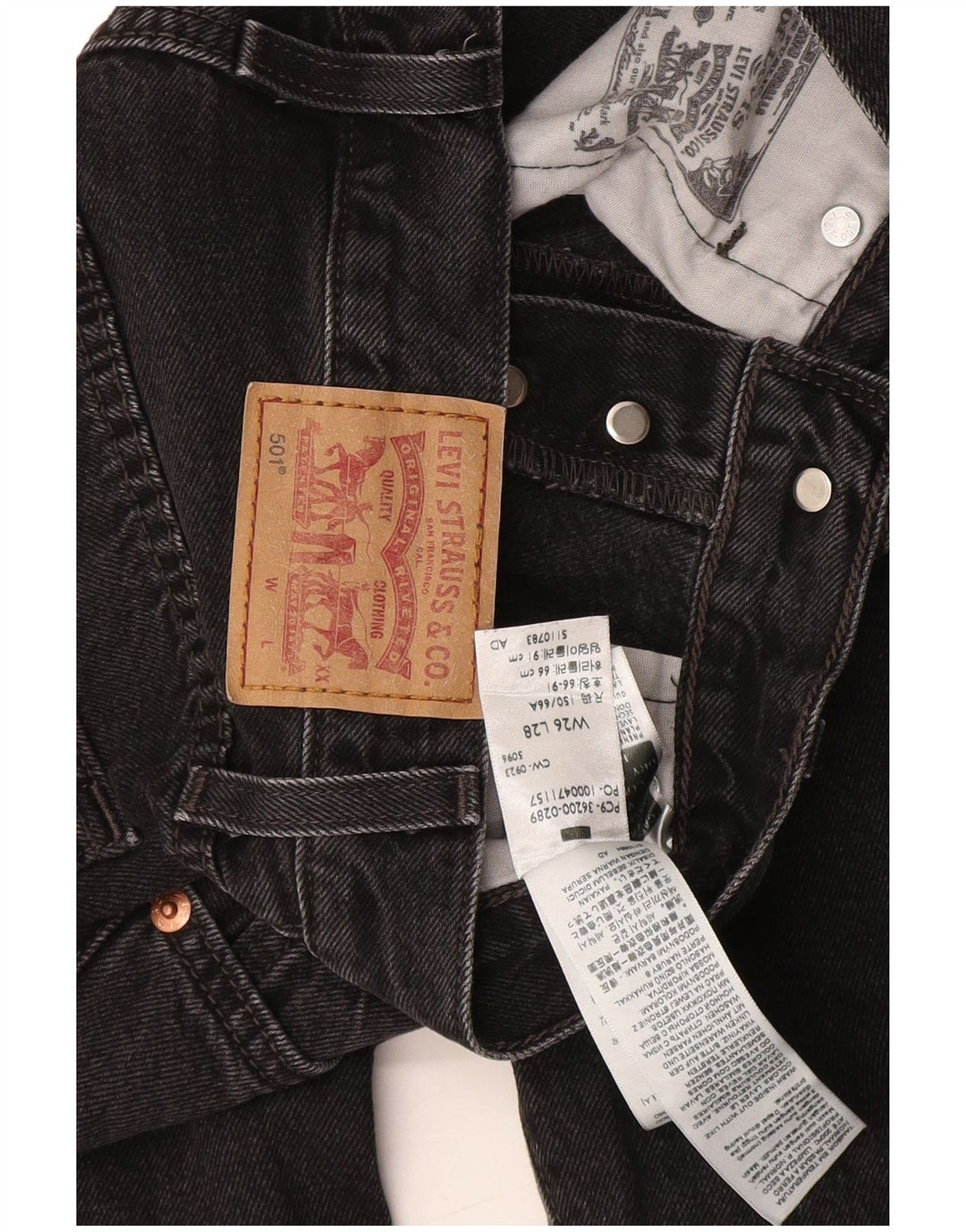 Blugi drepti pentru femei Levi's 501 W26 L28 bumbac negru