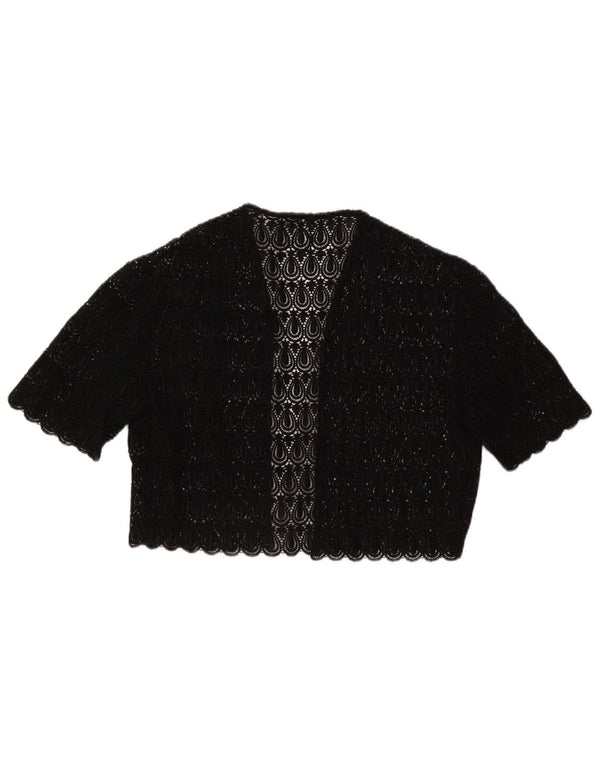 Top bolero din dantelă vintage pentru femei UK 14 Medium Black Paisley