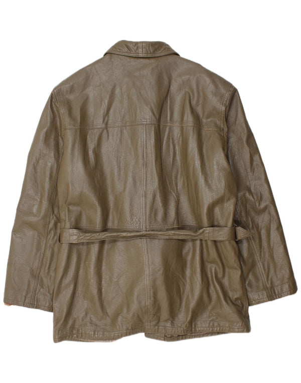 Jachetă de piele vintage pentru bărbați UK 40, piele mare kaki