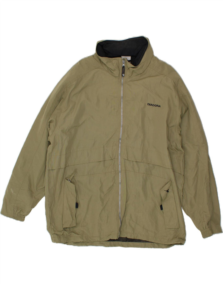 DIADORA Mens Loose Fit Rain Jacket UK 38 Medium Beige Polyester Vintage Diadora and Second-Hand Diadora from Messina Hembry 