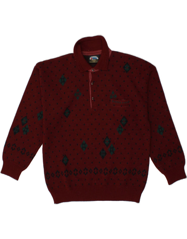 NORTH POLE Pulover cu gât polo pentru bărbați 2XL Burgundy Argyle/Diamond