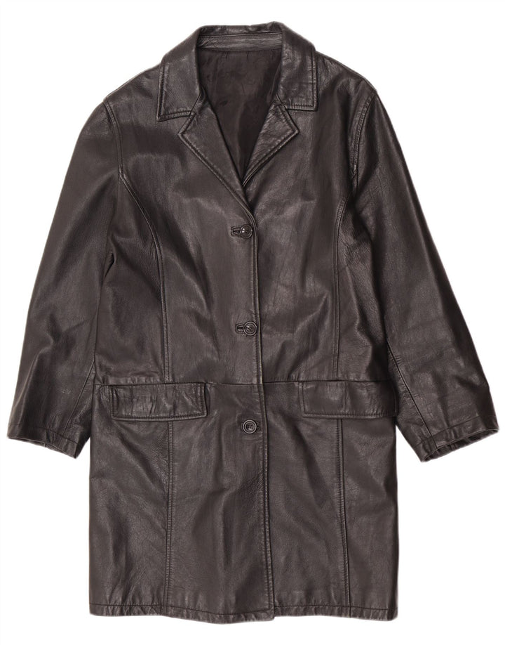 Palton din piele vintage pentru femei UK 14 Medium Black