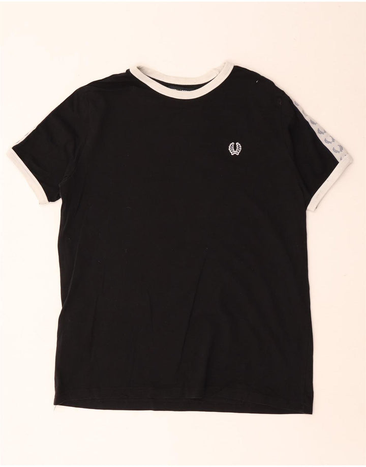 Tricou cu grafic Fred Perry pentru bărbați Top mediu negru din bumbac color bloc