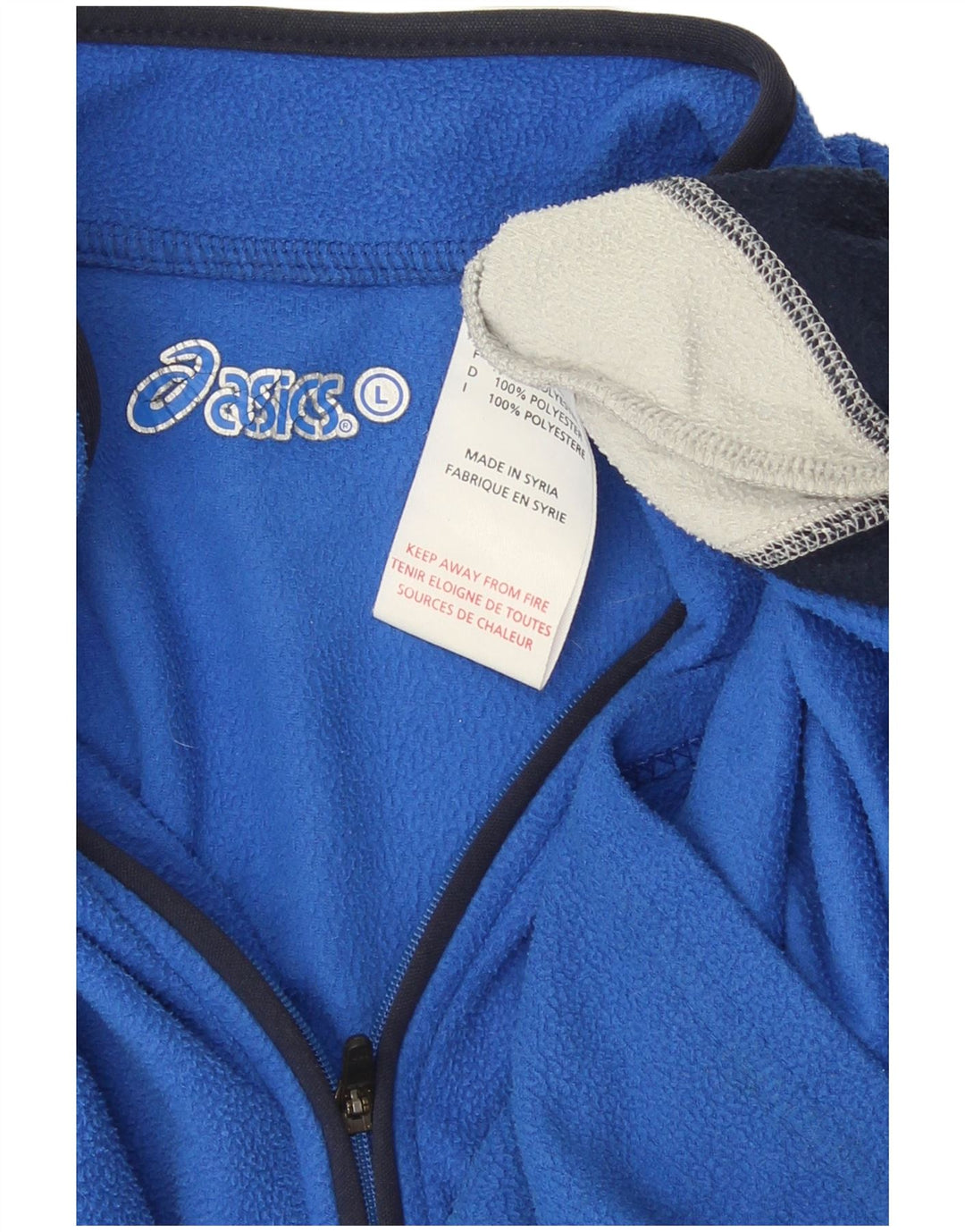 Pulover Asics pentru bărbați, cu fermoar și gât, din lână, mare, albastru, din poliester