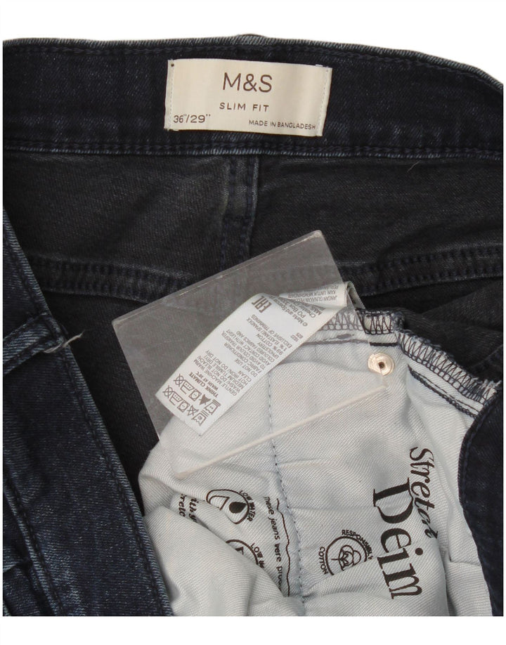 Blugi subțiri pentru bărbați Marks & Spencer W36 L29 bumbac bleumarin