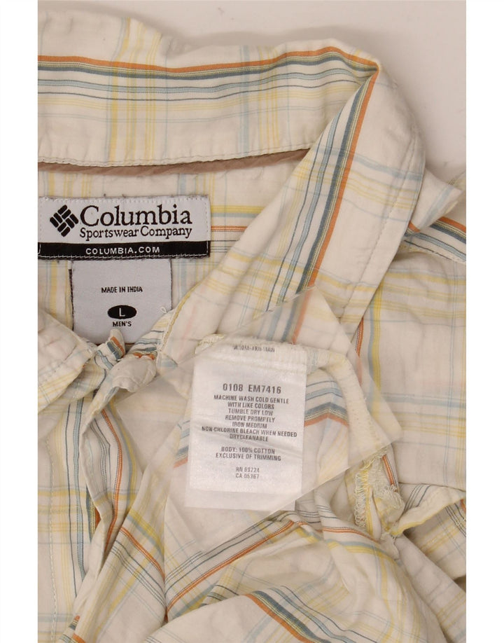 Cămașă Columbia cu mânecă scurtă pentru bărbați, mare, alb, din bumbac
