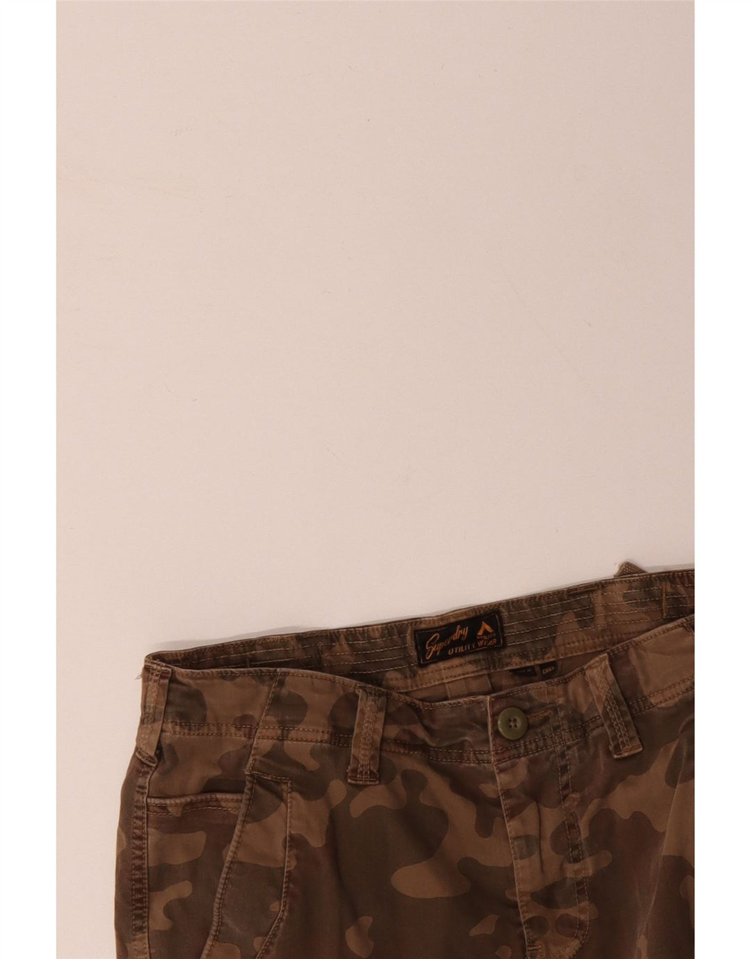 Pantaloni scurți cargo pentru bărbați SUPERDRY W32, bumbac camuflaj maro mediu