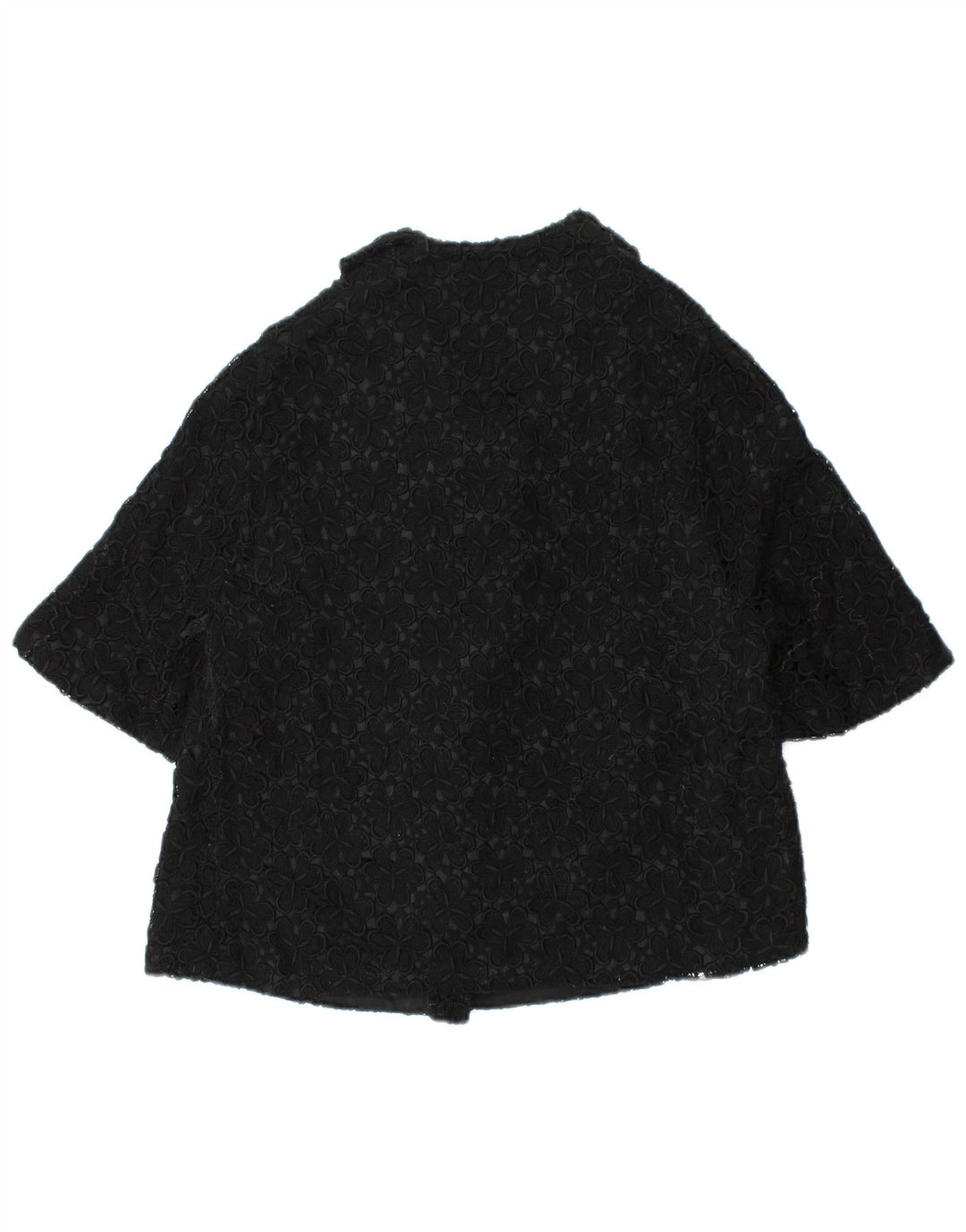 VINTAGE Jachetă cu mânecă scurtă pentru femei UK 12 Medium Black Floral