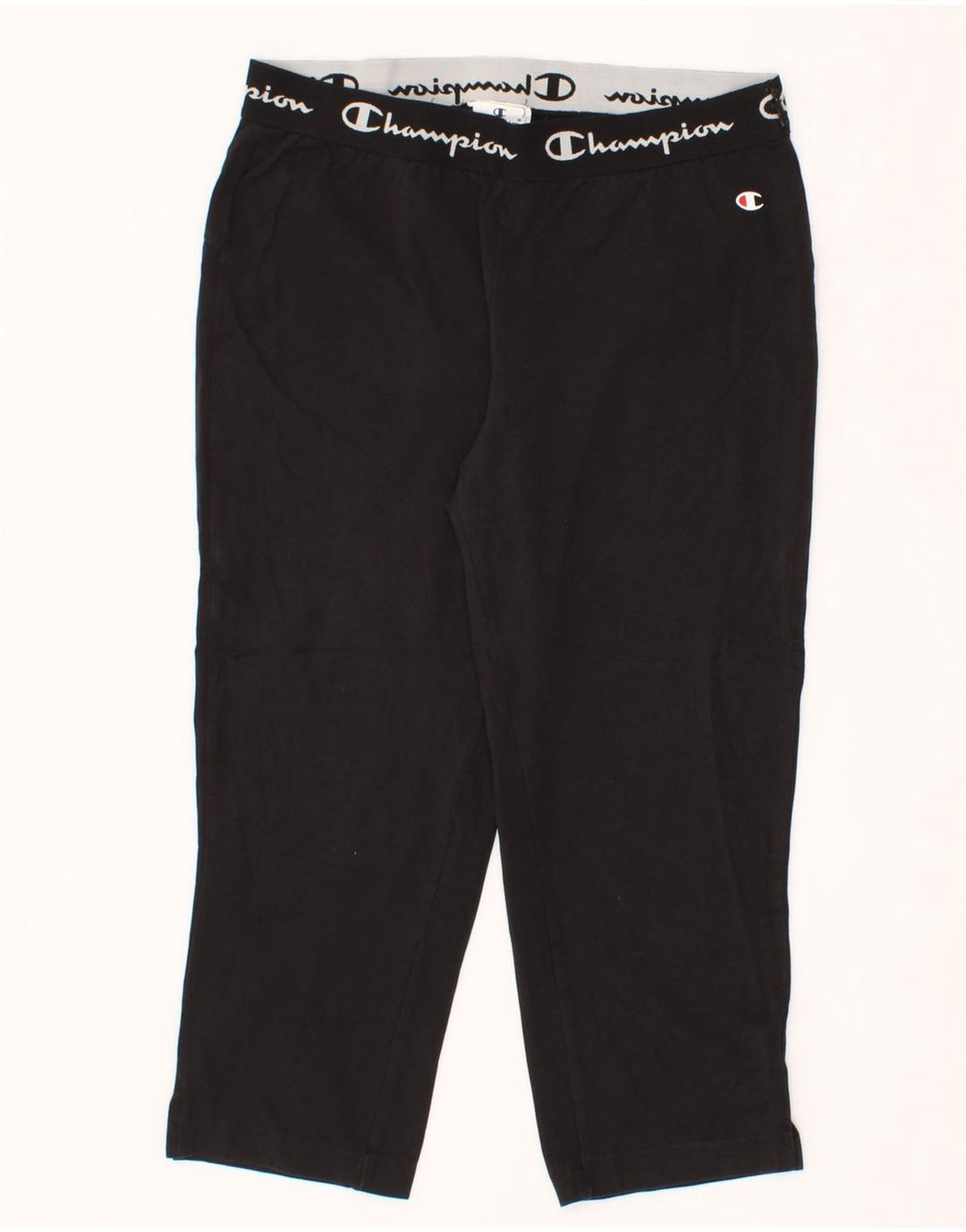 CHAMPION Womens Graphic Capri Leggings UK 14 Large  Black Vintage Champion and Second-Hand Champion from Messina Hembry 