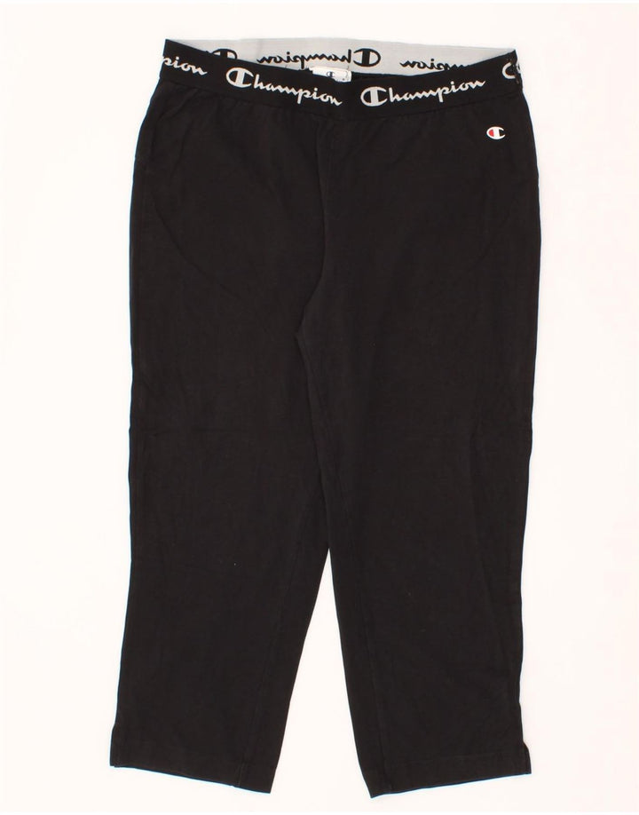 CHAMPION Womens Graphic Capri Leggings UK 14 Large  Black Vintage Champion and Second-Hand Champion from Messina Hembry 