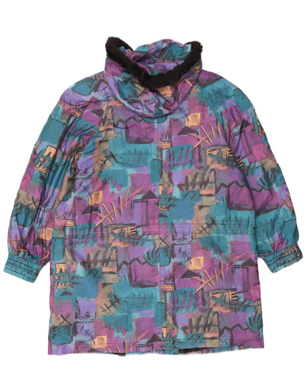 Jachetă vintage pentru femei, supradimensionată, cu model abstract, ruptură de vânt UK 18 XL violet