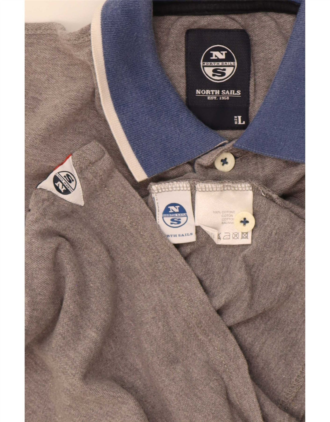 Tricou polo pentru bărbați North Sails, mare, gri, bumbac color bloc