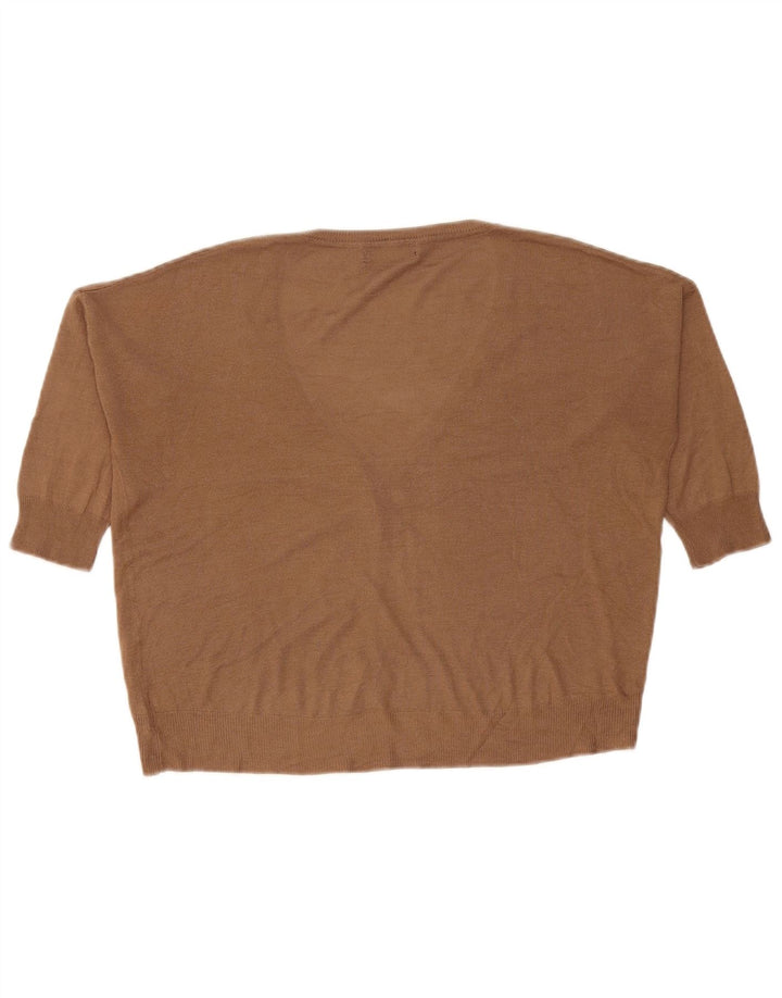 Pulover cardigan supradimensionat pentru femei Zara, cu mâneci 3/4, UK 14, maro mediu