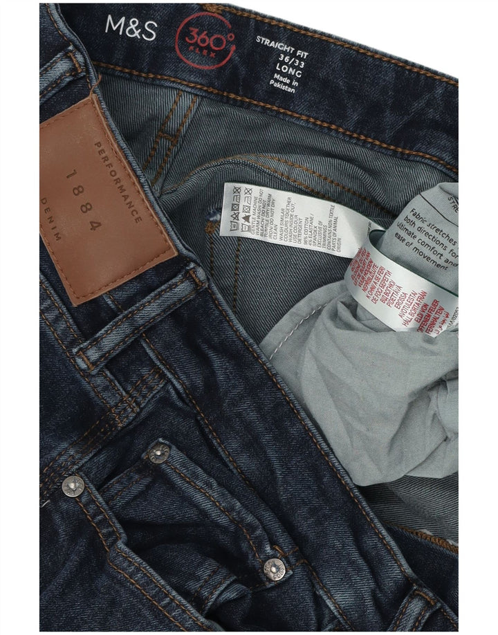 Blugi drepti pentru bărbați Marks & Spencer W36 L33 Bumbac bleumarin