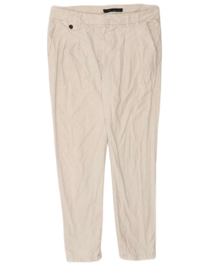 Pantaloni chino slim pentru femei Zara Mediu L32 L30 Bumbac alb