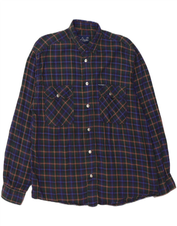 NEW CHAPTER Mens Amsterdam Shirt Large Blue Check Vintage New Chapter and Second-Hand New Chapter from Messina Hembry 