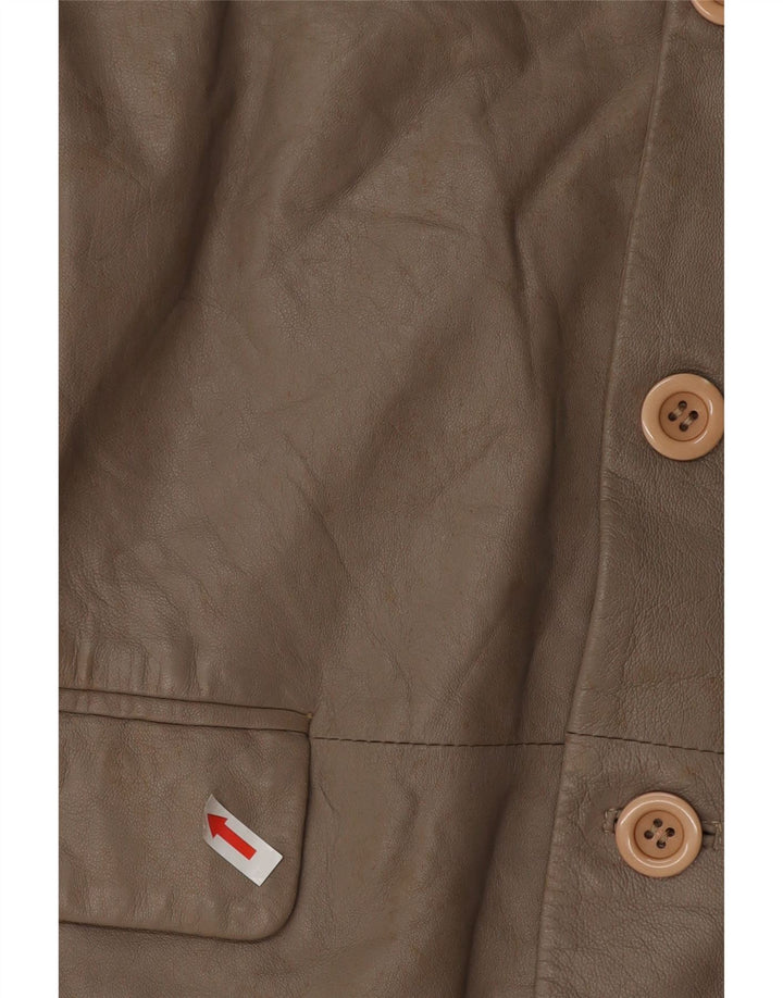 VINTAGE Jachetă din piele cu 3 nasturi pentru femei UK 16, mare, gri din piele