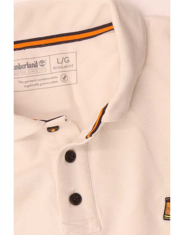 Tricou polo Timberland pentru bărbați, cu formă regulată, mare, alb, din bumbac