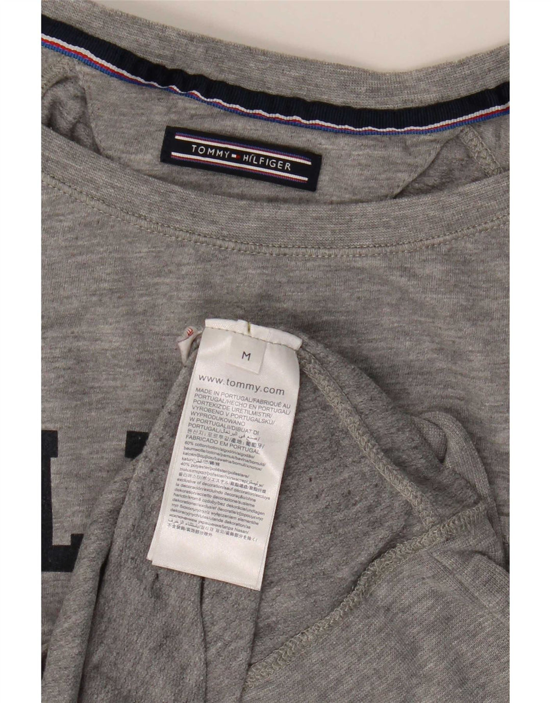 Tommy Hilfiger Top grafic pentru femei cu mânecă lungă UK 14 bumbac gri mediu