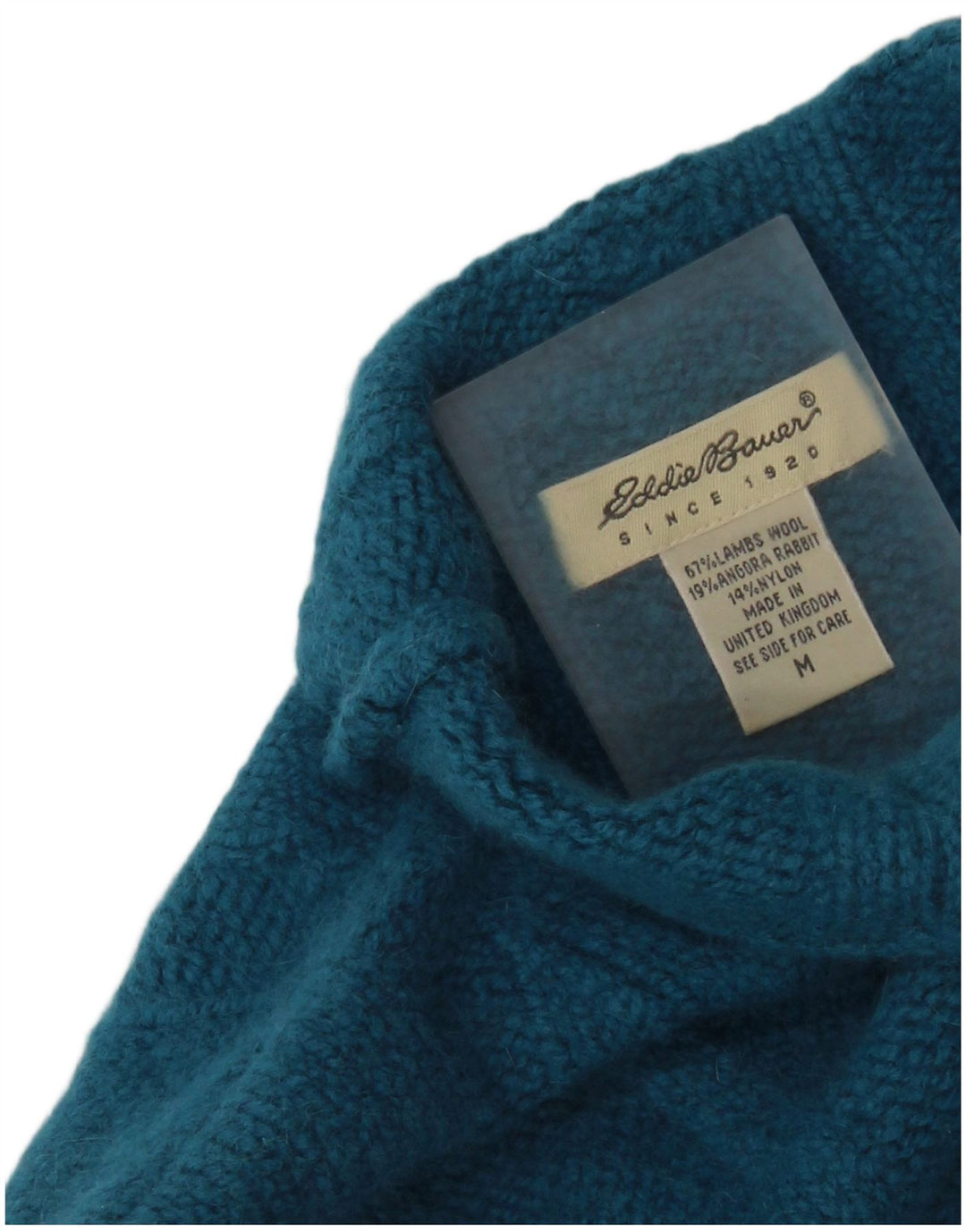 EDDIE BAUER Pulover cu gât țestoasă pentru femei UK 14 Medium Blue Lambswool