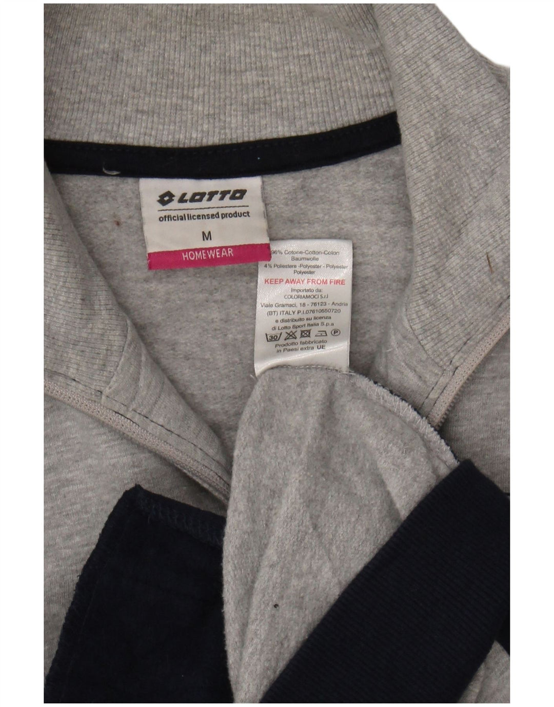LOTTO Womens Tracksuit Top Jacket UK 14 Medium Grey Colourblock Cotton