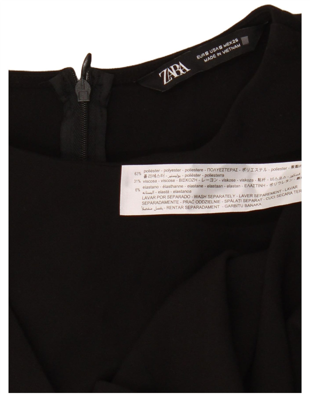 Rochie teacă cu mânecă lungă pentru femei Zara UK 8 Poliester negru mic