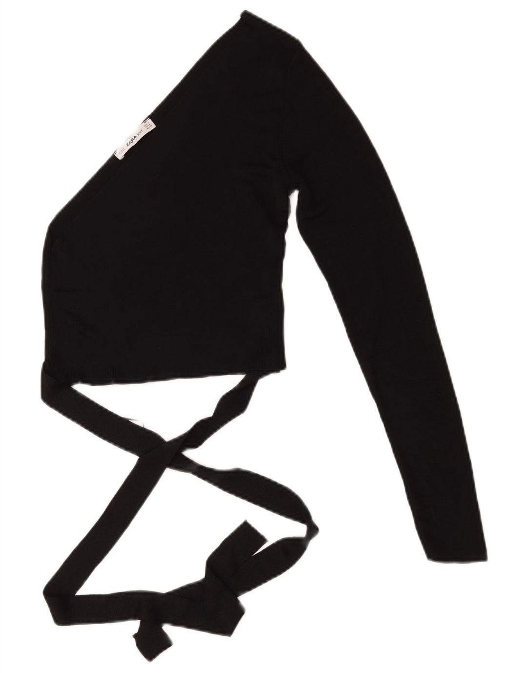 Top Crop One Shoulder pentru femei Zara UK 12 Medium Black Viscose