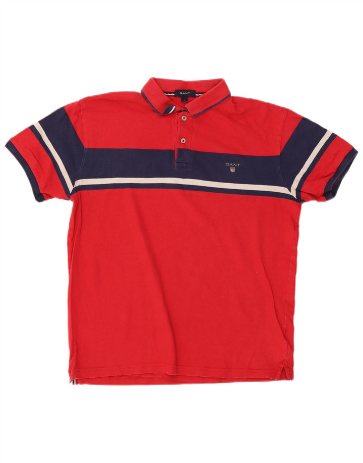 Tricou polo pentru bărbați Gant, mare, roșu, din bumbac color bloc