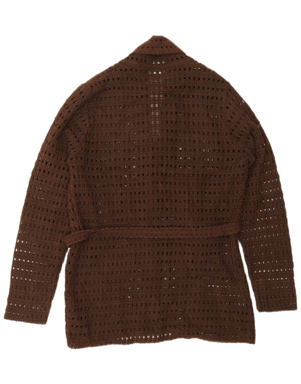 Pulover cardigan din croșetat VINTAGE pentru femei UK 14 mare maro acrilic