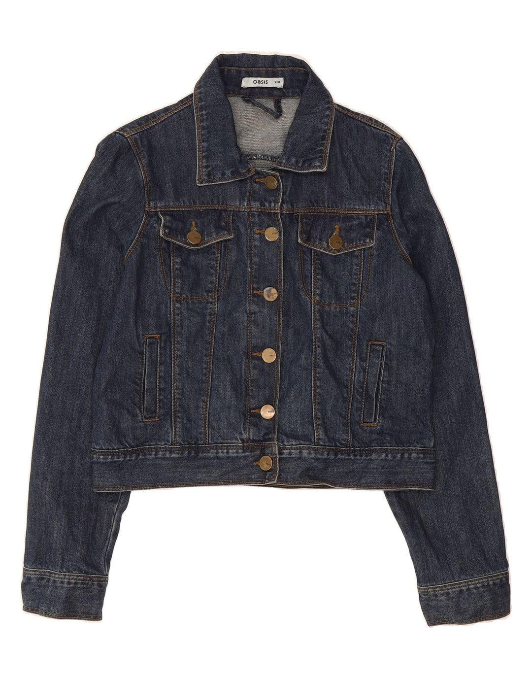 OASIS Womens Crop Denim Jacket UK 12 Medium Blue Vintage Oasis and Second-Hand Oasis from Messina Hembry 