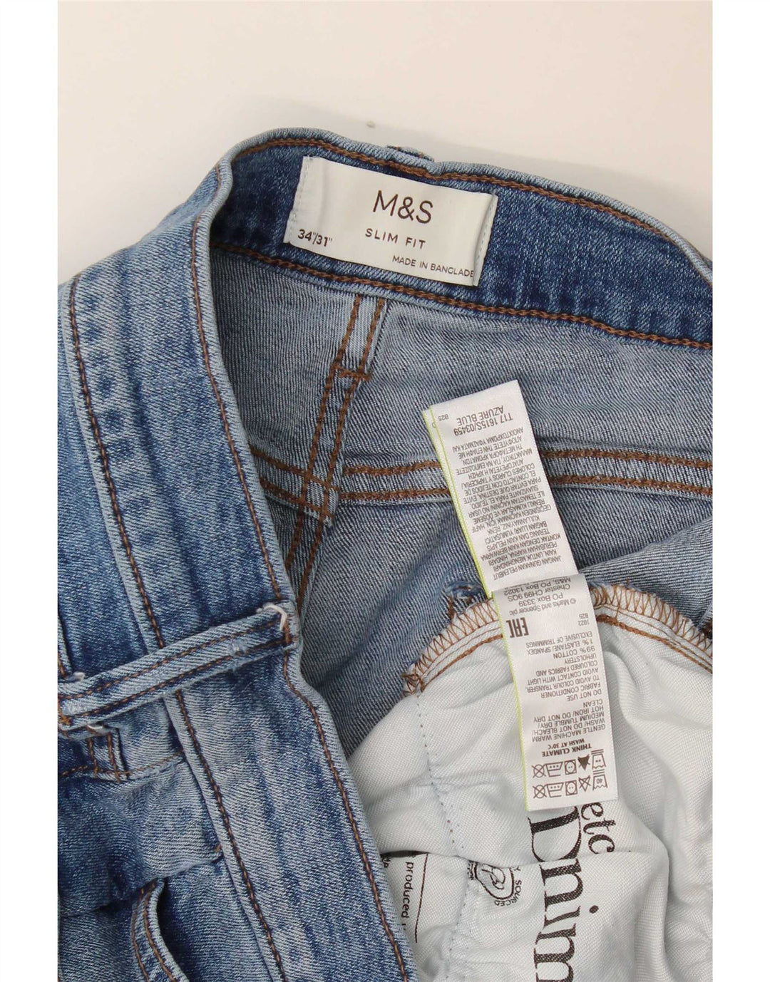 Blugi slim pentru bărbați Marks & Spencer W34 L31 Bumbac albastru