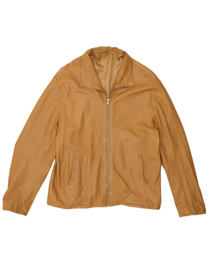 Jachetă de piele vintage pentru bărbați UK 46 3XL piele bej