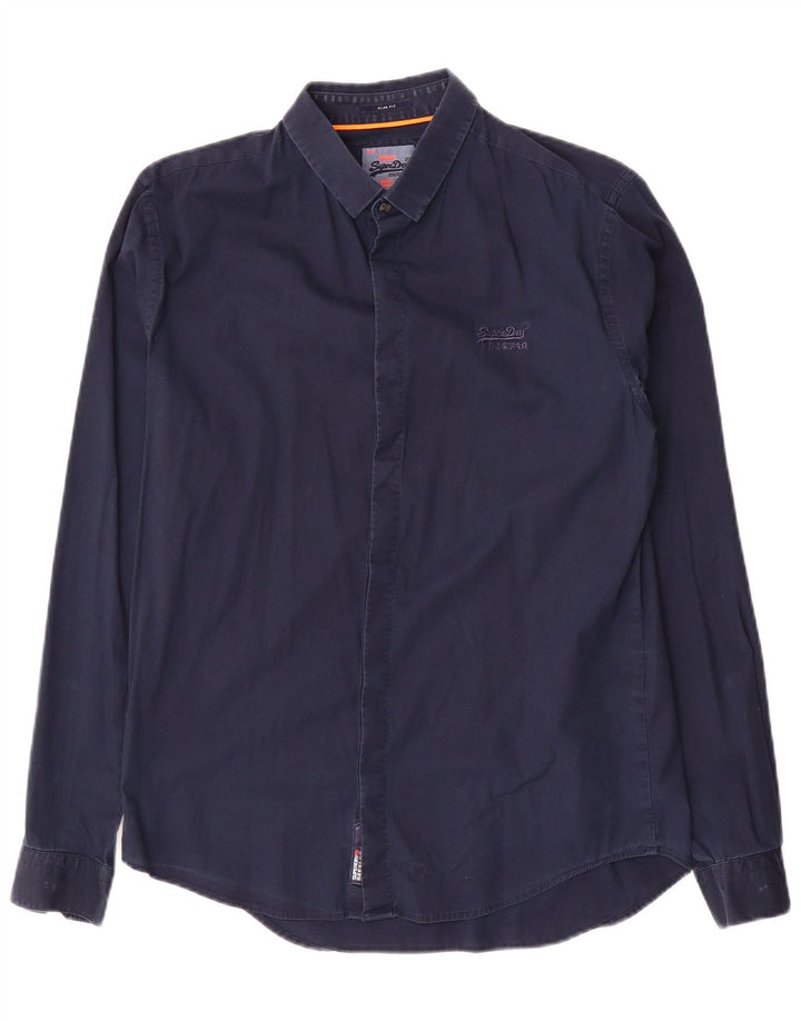 Cămașă Superdry pentru bărbați Slim Fit Bumbac mediu albastru bleumarin