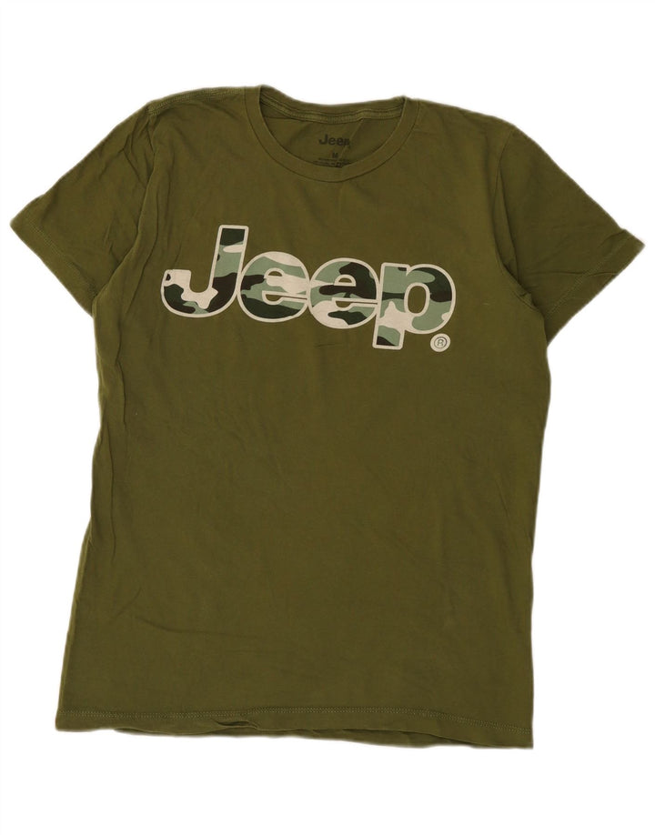 Tricou cu grafică obișnuită Jeep pentru bărbați Top din bumbac verde mediu