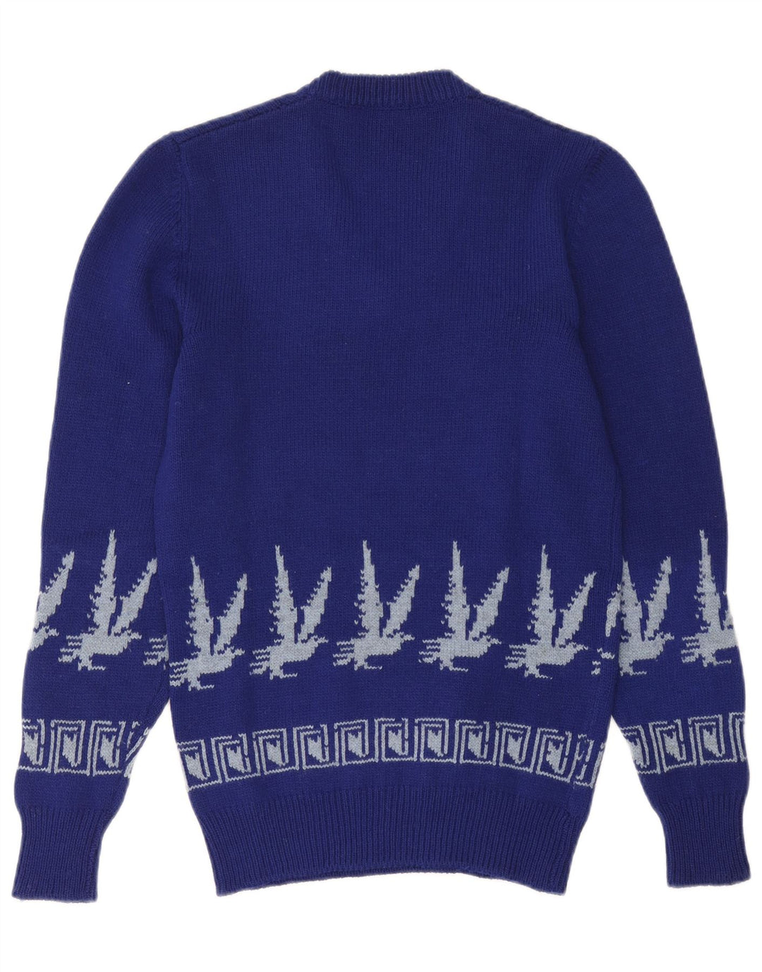 Pulover vintage pentru bărbați cu decolteu în V, mic albastru Fair Isle