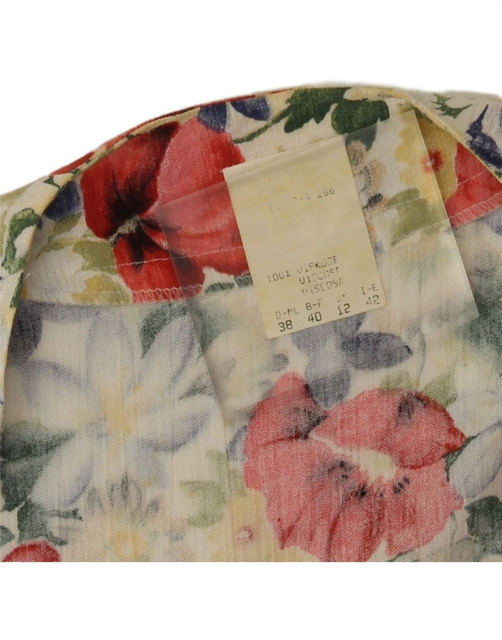 Bluză Vintage pentru femei Crop Top UK 12 Medium Multicolor Floral Viscose