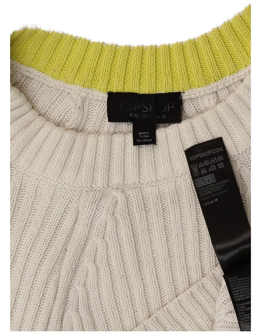 Topshop Pulover Crop Oversized Crew Deck Pulover UK 12 Medium White